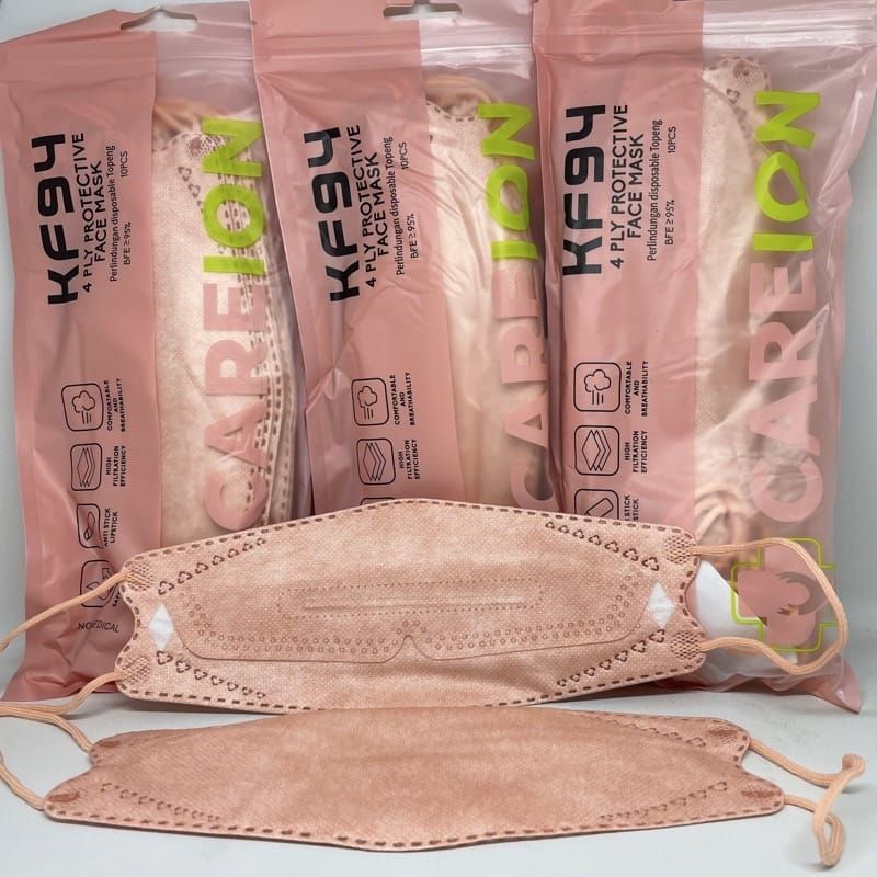 KF94 MASKER FACEMASK MOUSON / CAREION / ONCARE 4PLY ISI 10 PCS WARNA HITAM - PUTIH-CHERRY RED CI / KF94