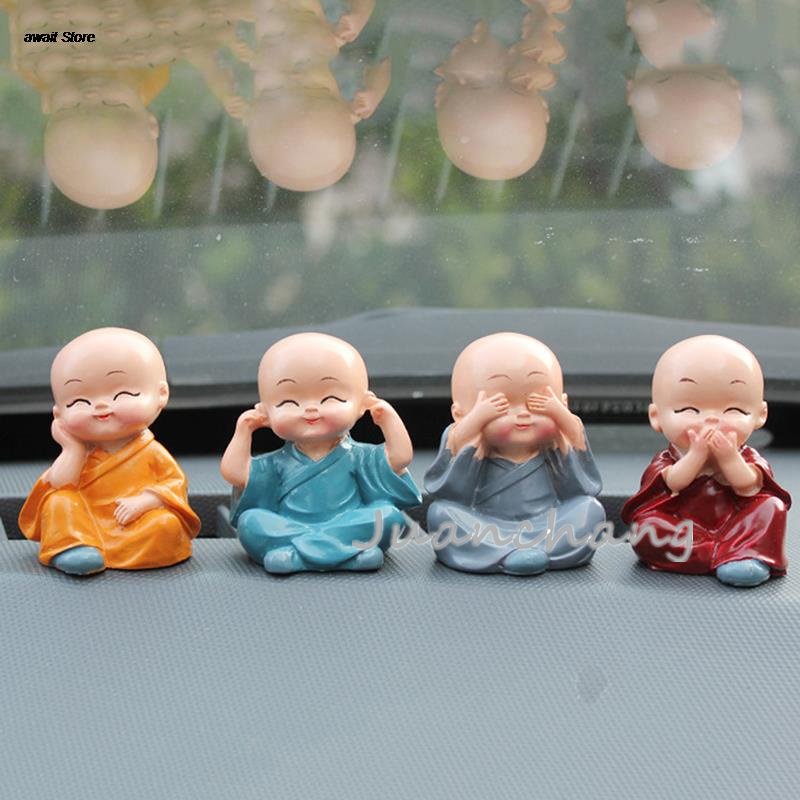 4pcs / Set Patung Biksu Buddha Bahan resin Untuk Dekorasi Rumah