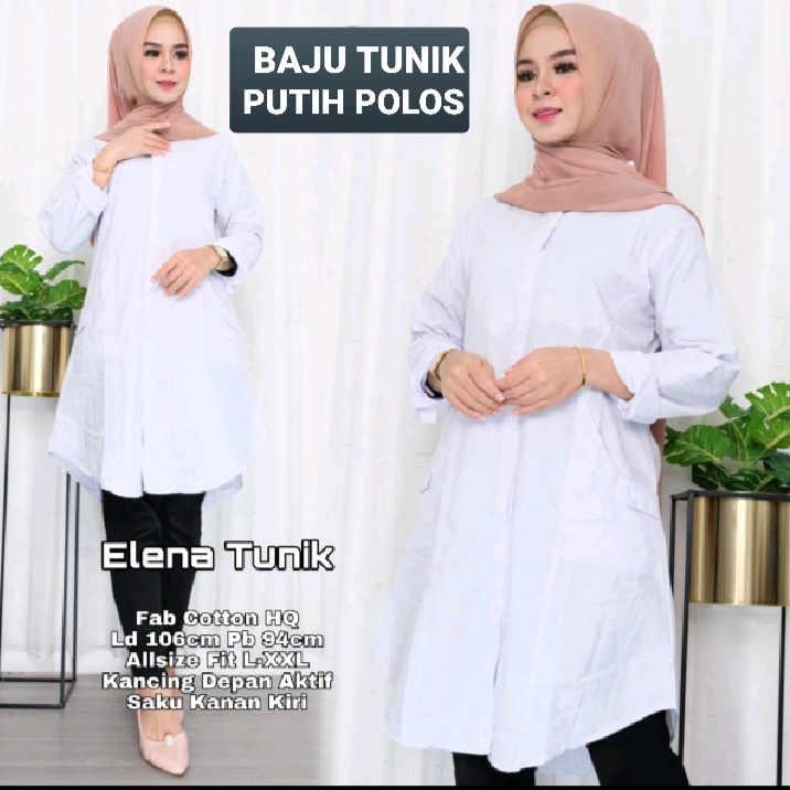 BAJU TUNIK PUTIH BERSI LISS HITAM / TERBARU SERAGAM KERJA WANITA GURU/ PNS/ANS/ PERAWAT