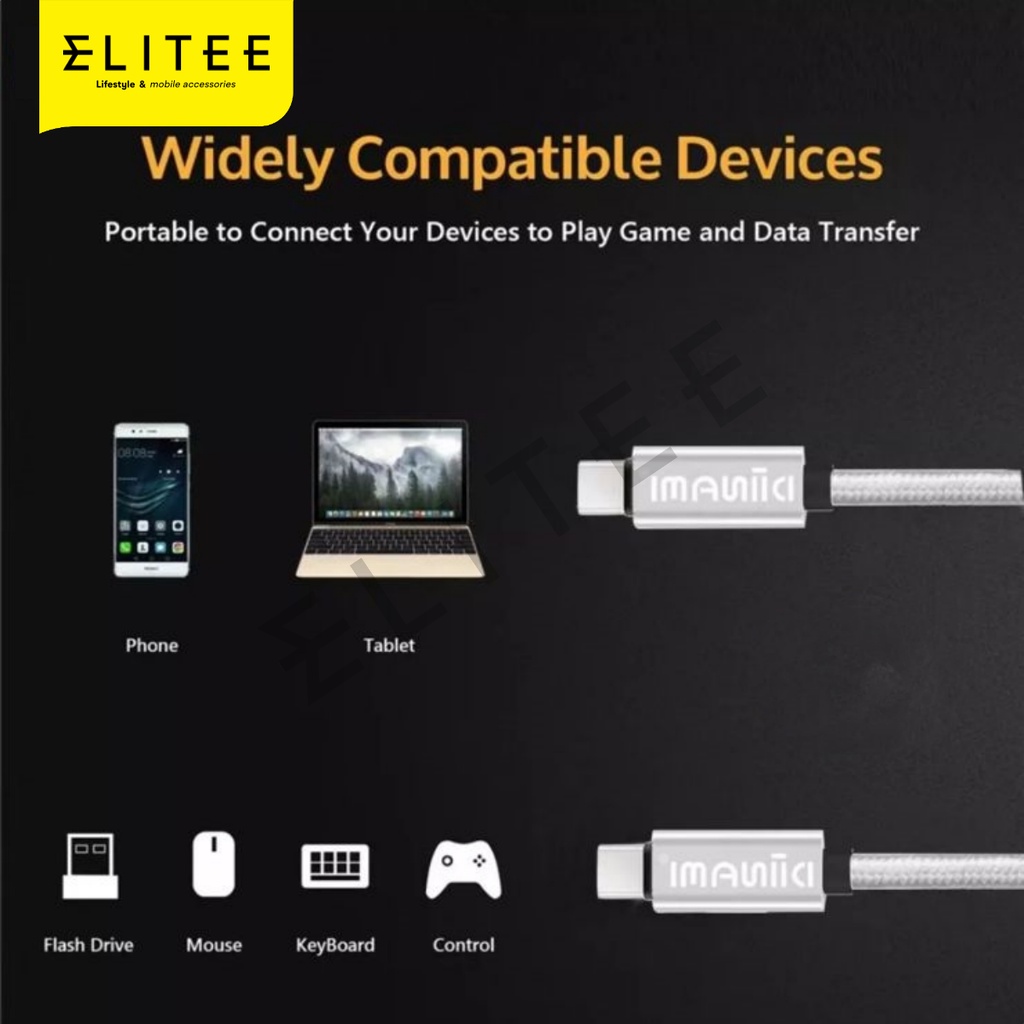 ELITEE KABEL DATA FAST CHARGING 45W USB C to USB C 3M 2M SUPER FAST CHARGING 6A 45W