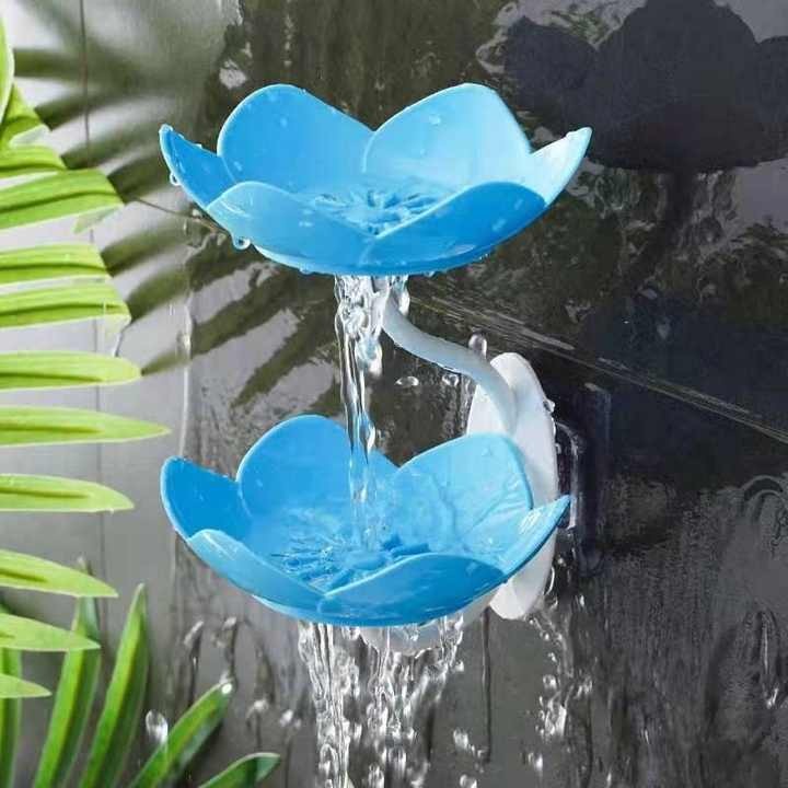 Tempat Sabun Bunga 2 tingkat Batang Tempel Susun Wadah Sabun Kamar Mandi Model Bunga 2 Tingkat Holder Serbaguna kotak sabun tingkat