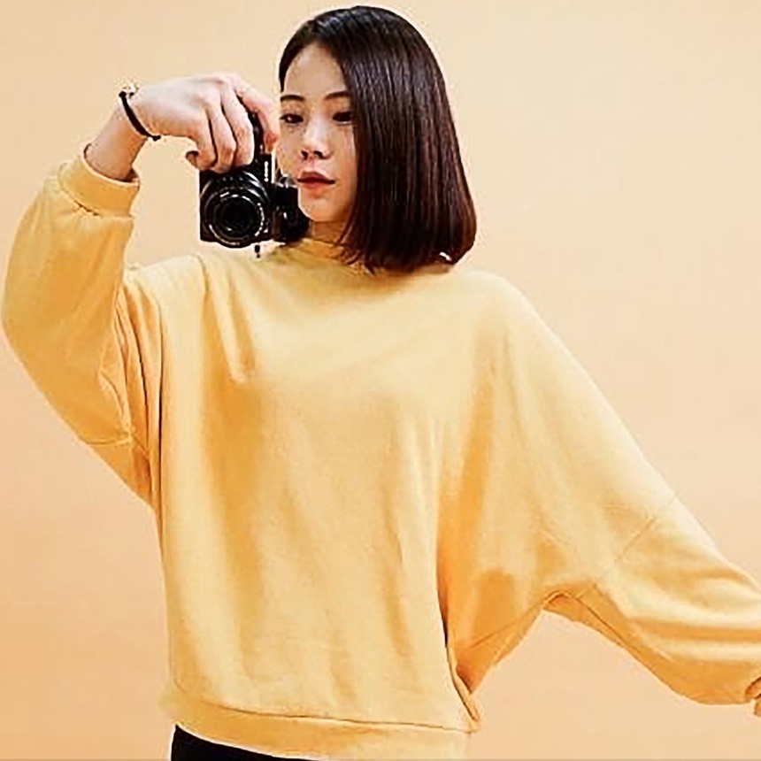 Sweater Wanita Battwing Polos | Sweatshirt Terbaru | Crewneck Oblong Bahan Fleece | Allsize