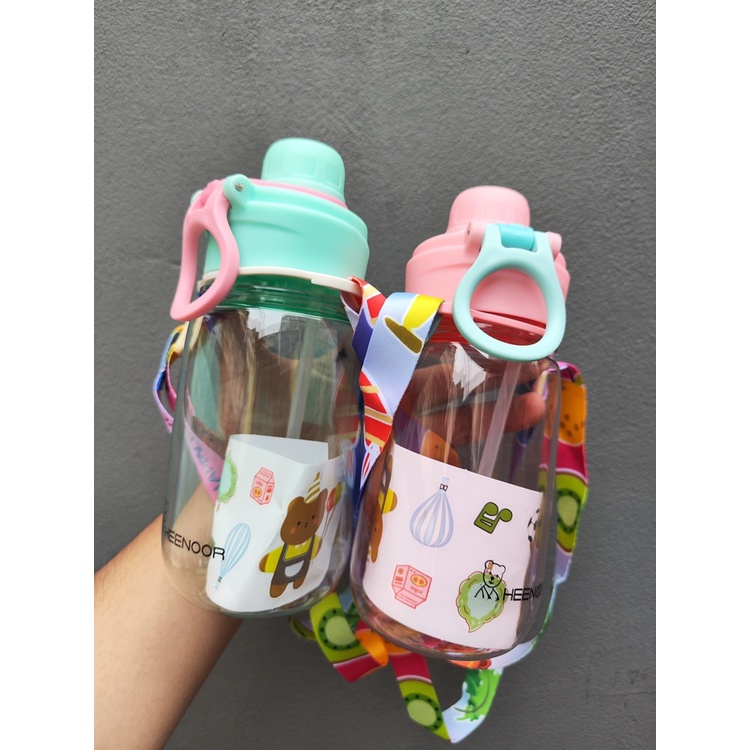 Botol Minum Terbaru Non Sedotan Gantungan + Tali Free Stiker 500ml 593