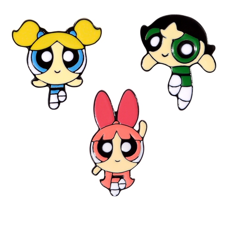 Bros Pin Desain Anime Powerpuff Girls Untuk Aksesoris Tas Ransel