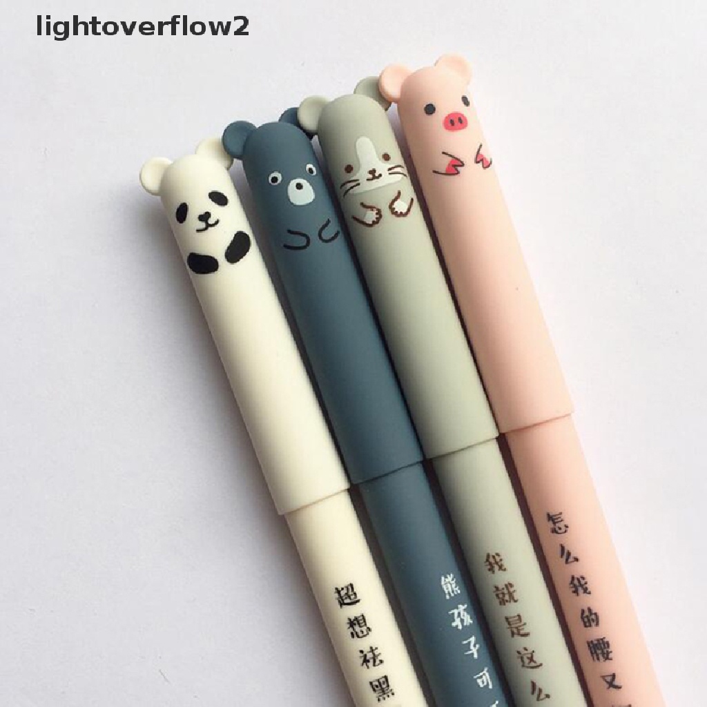 (lightoverflow2) 4pcs / Set Pulpen Gel 0.35mm Bisa Dihapus Untuk Sekolah / Kantor