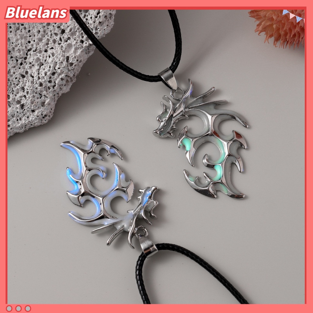 Kalung Liontin Naga Fluorescent Bahan Alloy Warna Silver Untuk Hadiah