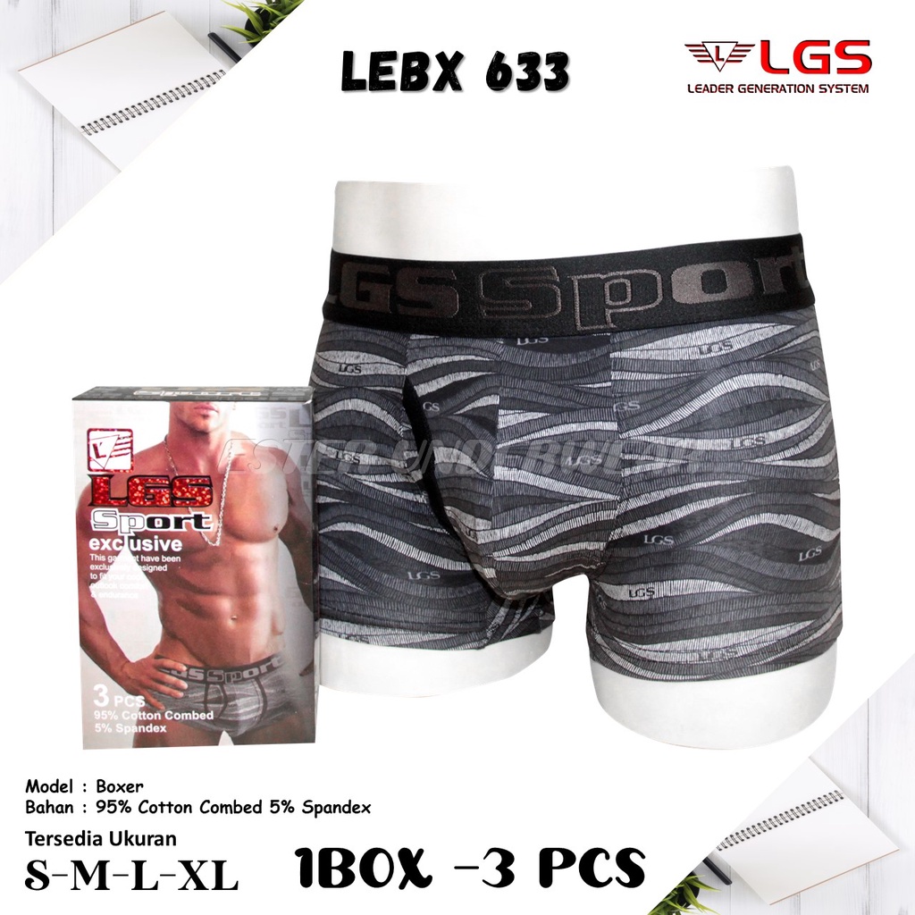 Celana Boxer Pria LGS 633 Isi 3Pcs |Boxer Pria Lgs Sport