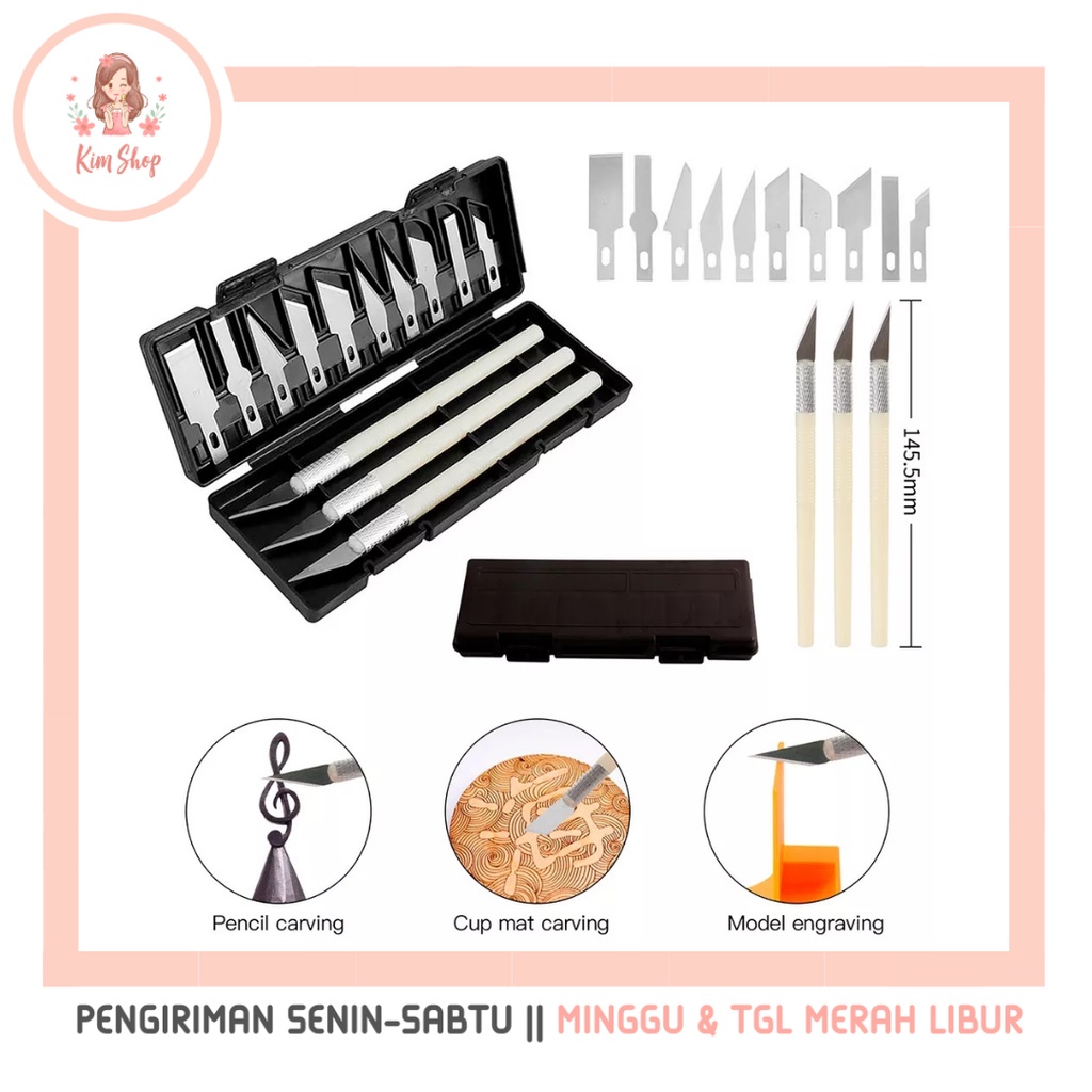 

KIM SHOP - Pen Cutter Set Refill Art Knife Craft Pisau Ukir Cutting Sticker Stiker Scrapbook DIY Crafting Clay Kerajinan Tangan Journaling