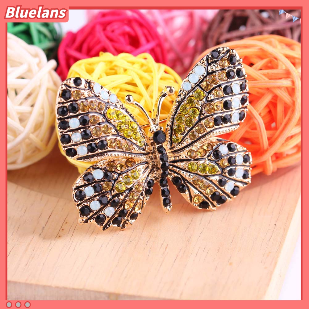 Bros Bentuk Kupu-Kupu Aksen Glitter Berlian Imitasi Warna-Warni Untuk Wanita