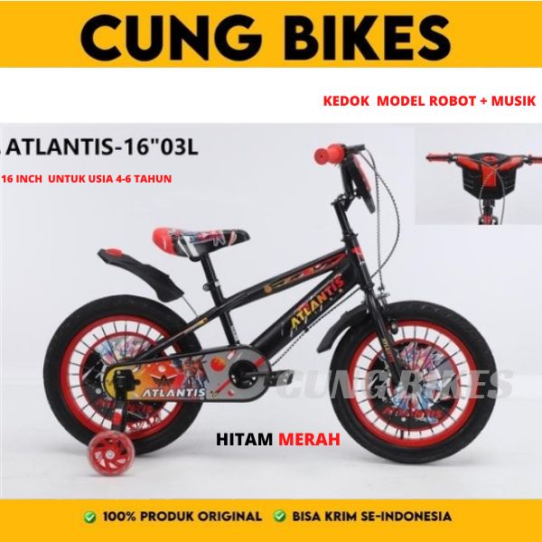 Sepeda anak laki-laki 16 Inch Atlantis transformers dan atlantis Putra +musik