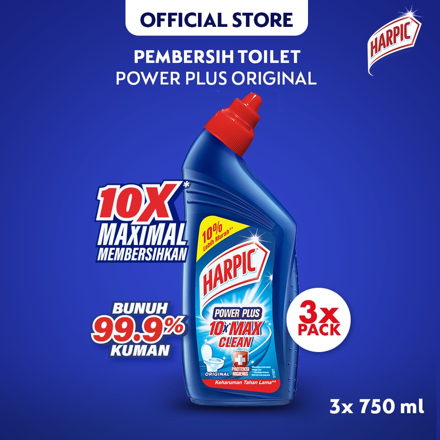 Jual Harpic Power Plus 10X Max Clean Original 750Ml X 3Pcs Shopee