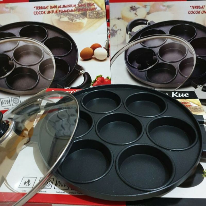 Cetakan Kue  7 lubang + tutup kaca/Datar cake pan , pan cake 7 datar