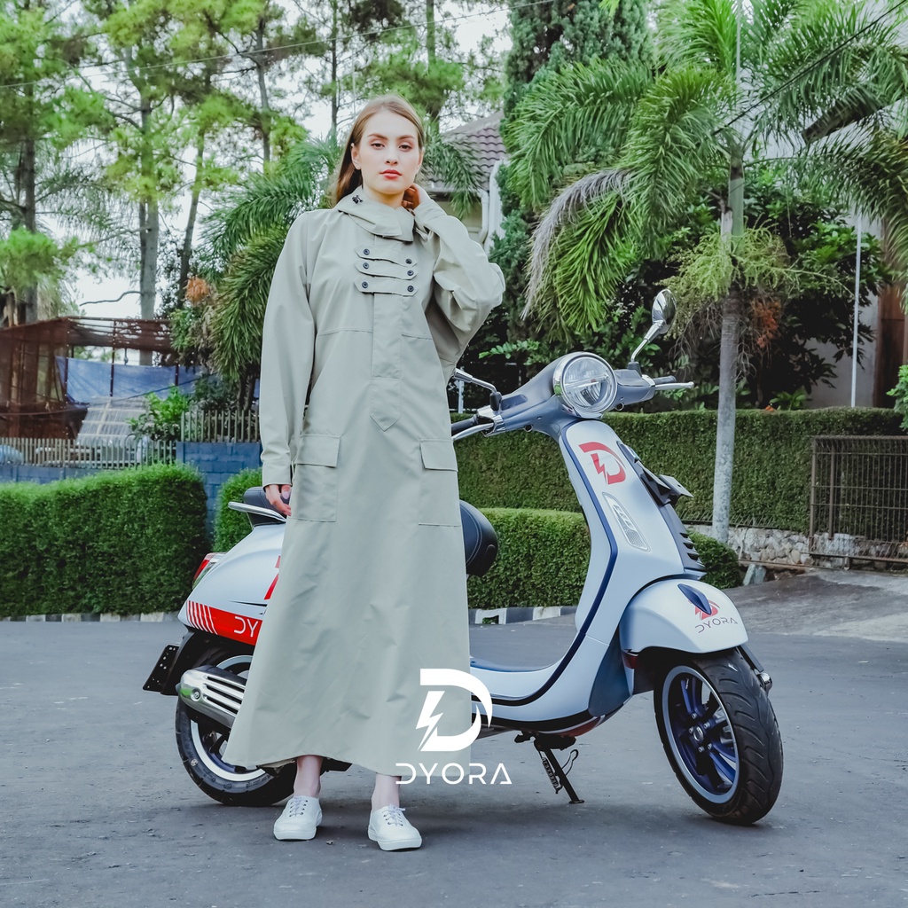 Raincoat DYORA Ghaaliya Series Green / Jas Hujan DYORA Gamis Muslimah Mantel Rok Hujan Wanita Jas Uj