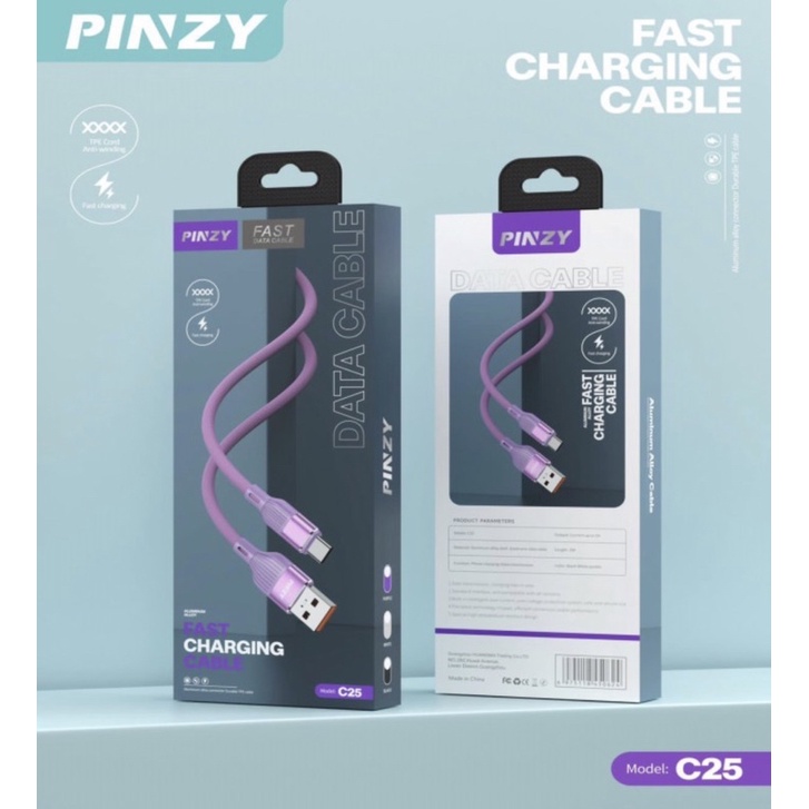 Kabel Data C25 - Kabel Cahrger PINZY C25 USB Type C Support Fast Charging - C25 Type C