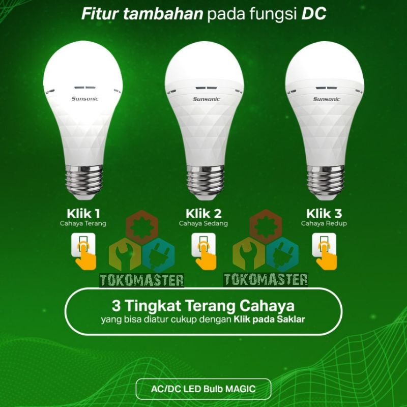 Lampu Bohlam Emergency Magic Sunsonic Led Putih Terang