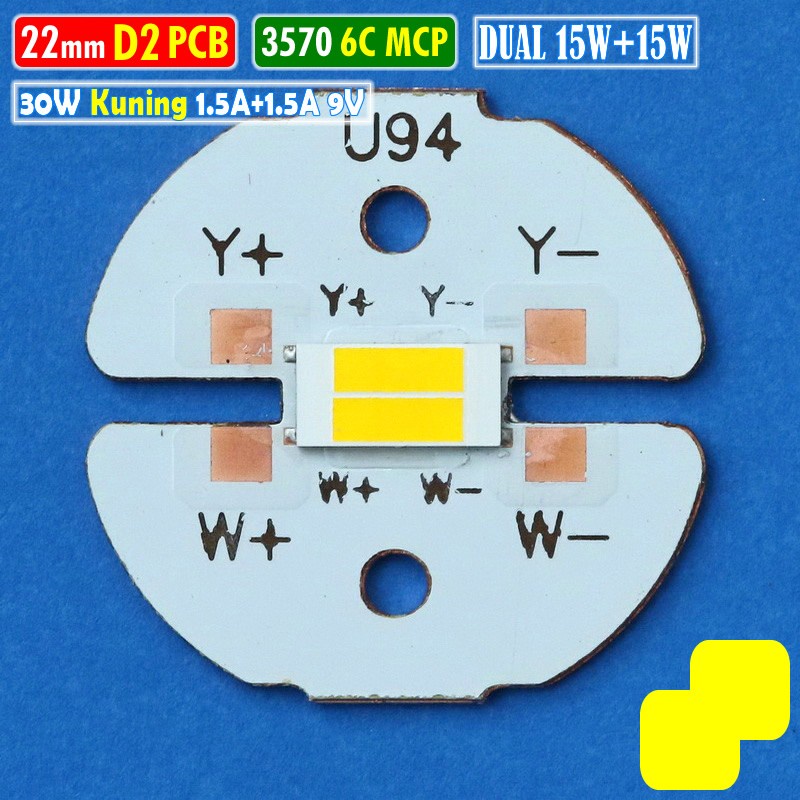 Led Sorot MCP D2 3570 22mm 30W 6C Dual Kuning Kuning LED Laser BiLED RTD AES 9V