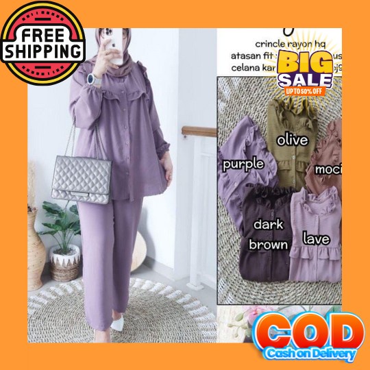 0 Terbaru Milly Set Rayon Crincle | Stelan Kekinian | Baju Setelan Model Terbaru | Baju Setelan Dewa