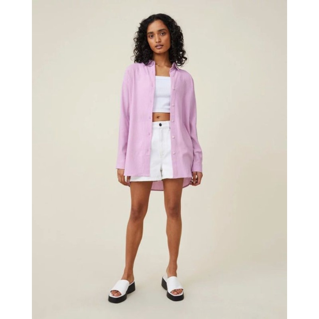 Hm cotton crinkle oversized shirt