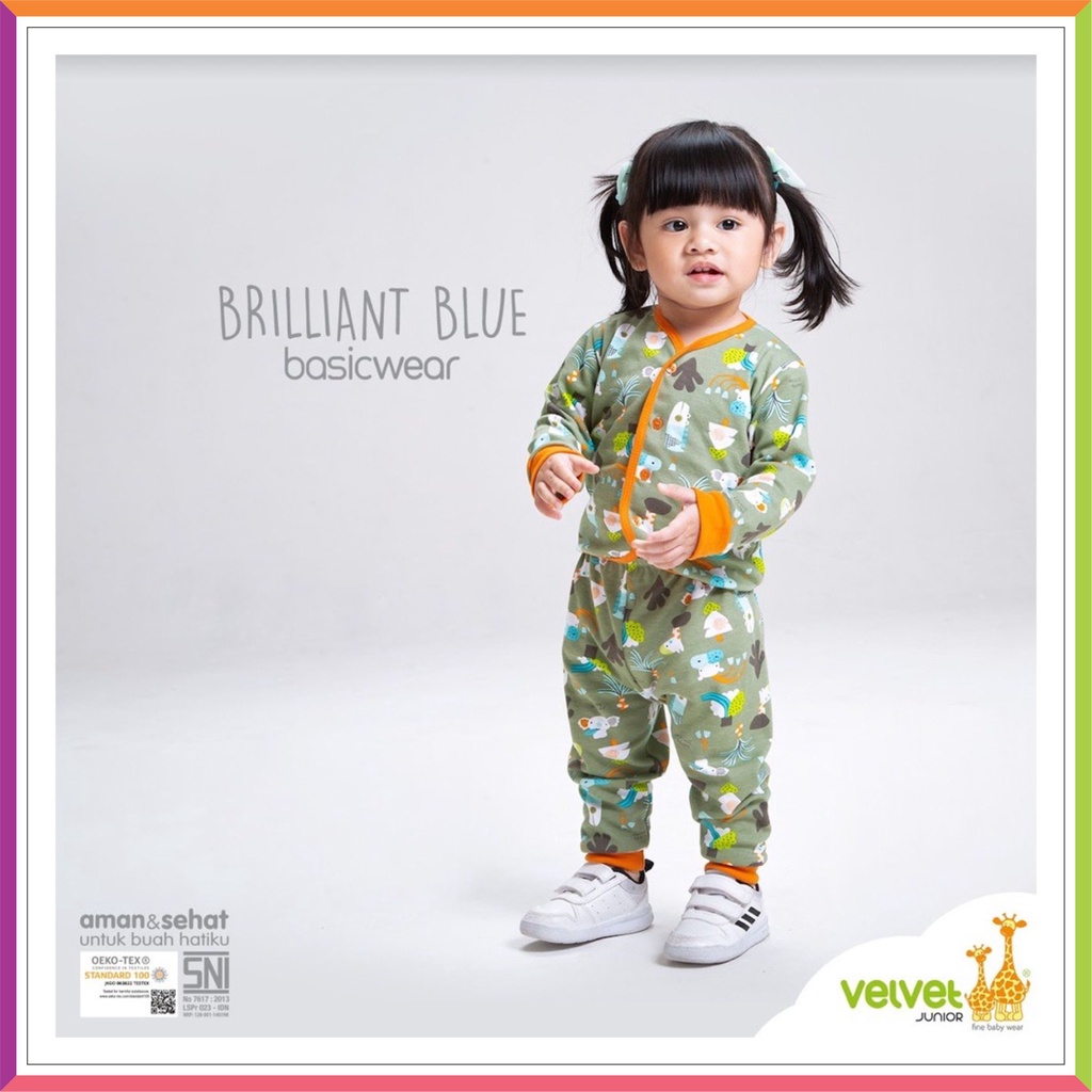 NEW VELVET JUNIOR BASIC WEAR BRILLIANT | SETELAN VELVET PANJANG PENDEK KANCING OBLONG NB S M L