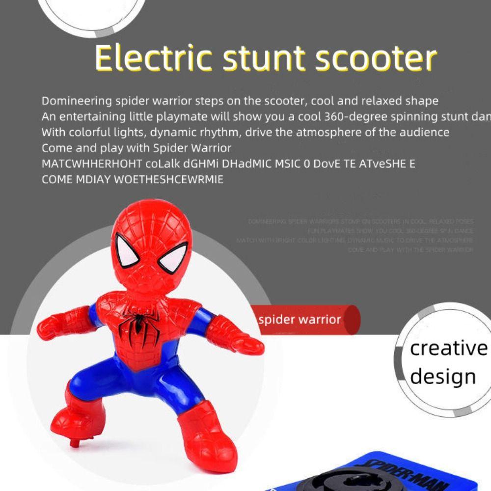 Needway   Spider-Man Mainan Musik Hadiah Ulang Tahun Marvel Acousto-optic Anime Action Figure Spider Man Model Mainan Mobil Mainan Stunt Scooters Flip Otomatis