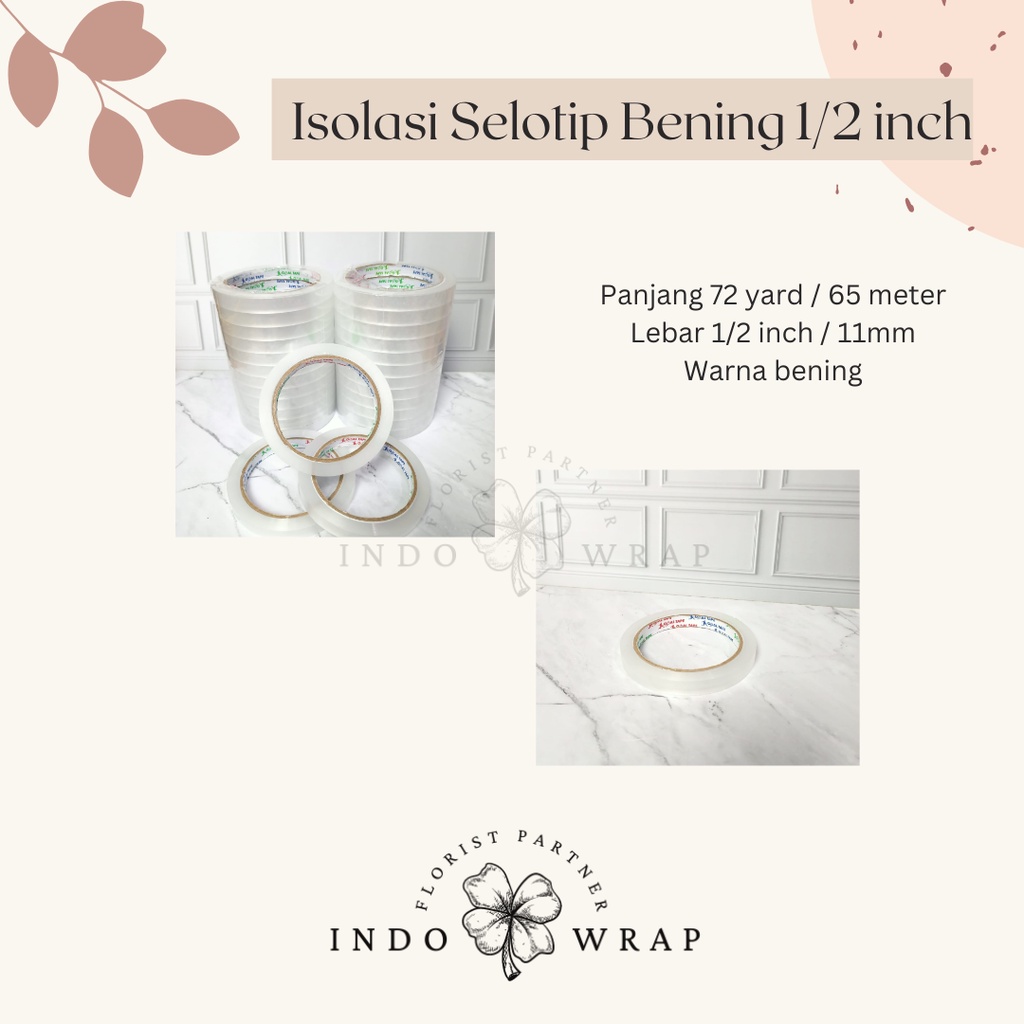 

ISOLASI / SOLATIP BENING 1/2 INCH PANJANG 72 YARD PER ROLL TAHAN AIR