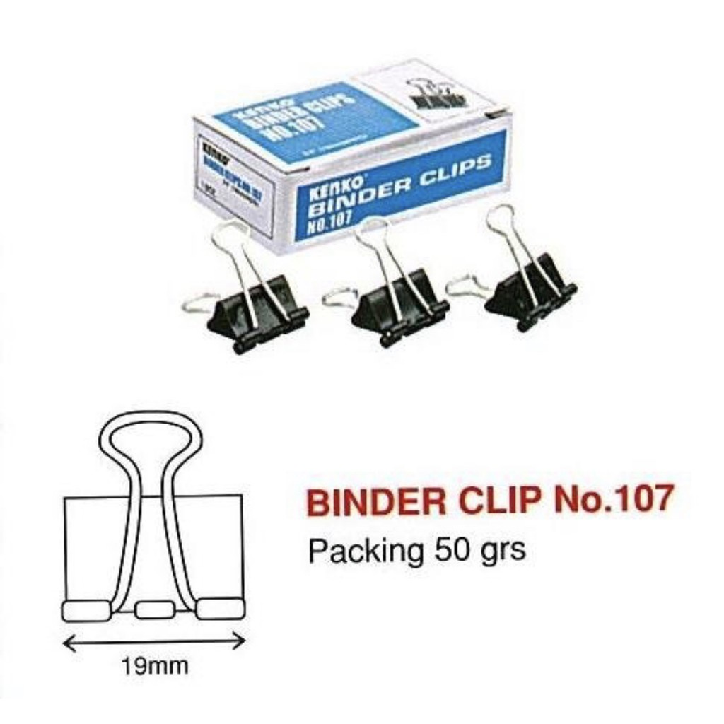 

KENKO Binder Clips 107/ Penjepit Kertas/ Klip/ Aksesoris/ Jepitan