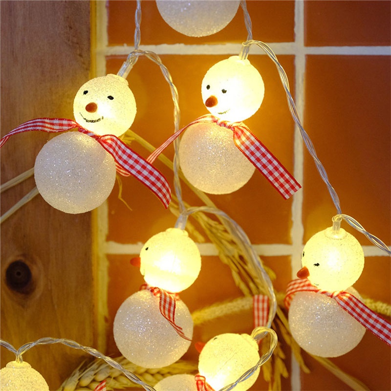 Lampu String LED 1.5m Bentuk Kartun Snowman Badut Tenaga Baterai Untuk Dekorasi Natal