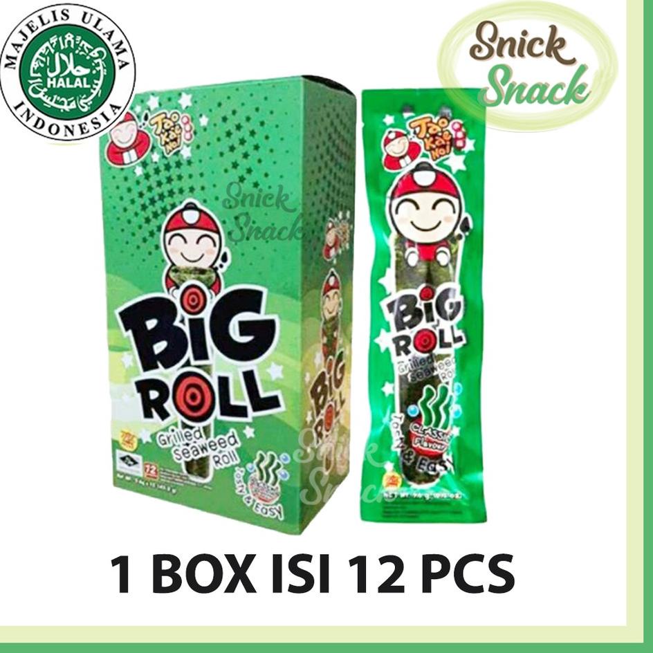 

W2i2H--Tao kae Noi Big Roll Nori Panggang Rol Box isi 12 pcs 43,2 gr Classic Snack Rumput Laut Halal MUI