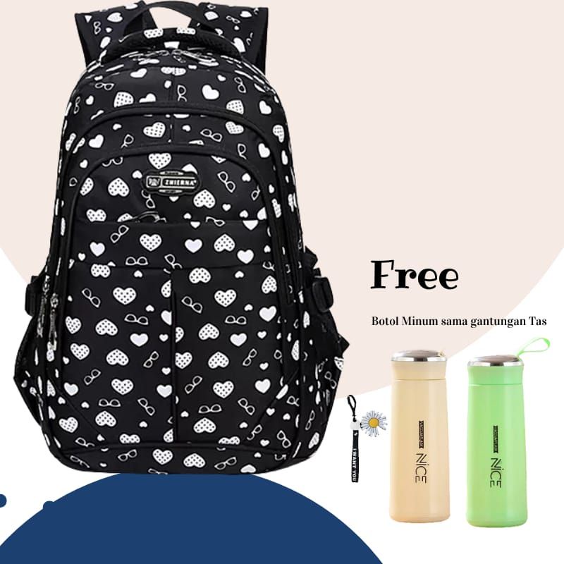 Ransel Untuk Anak Perempuan Tas Bahu Remaja Gadis Fashion Kapasitas Besar Tiga Ruang Dan Saku Laptop