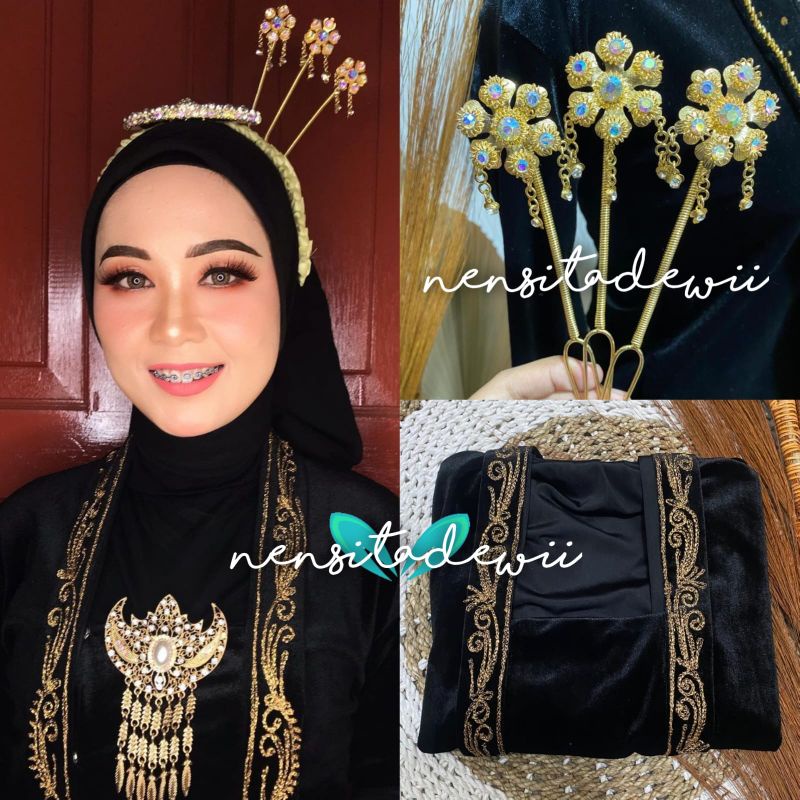 Kebaya Bordir Body Panjang + Aksesoris Kepala / Kebaya Model Kutubaru