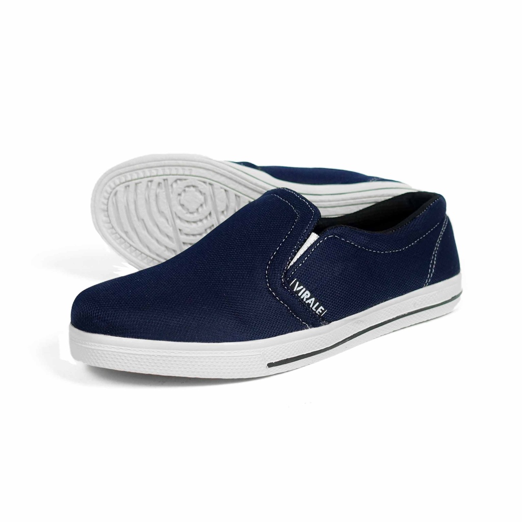 Sepatu Kasual Pria Slip On Canvas SC 01 NAVY