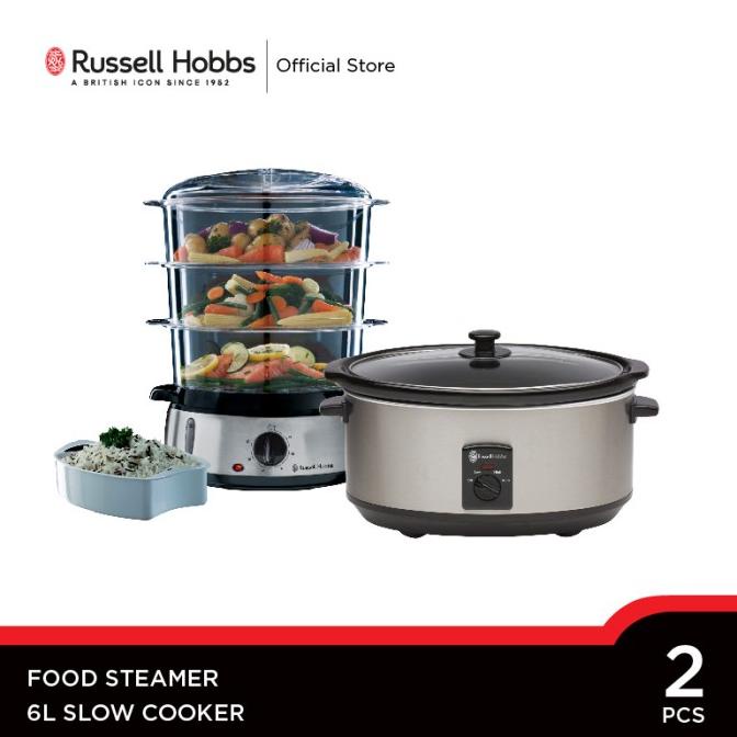 Paket Russell Hobbs Slow Cooker 6L - Russell Hobbs Food Steamer