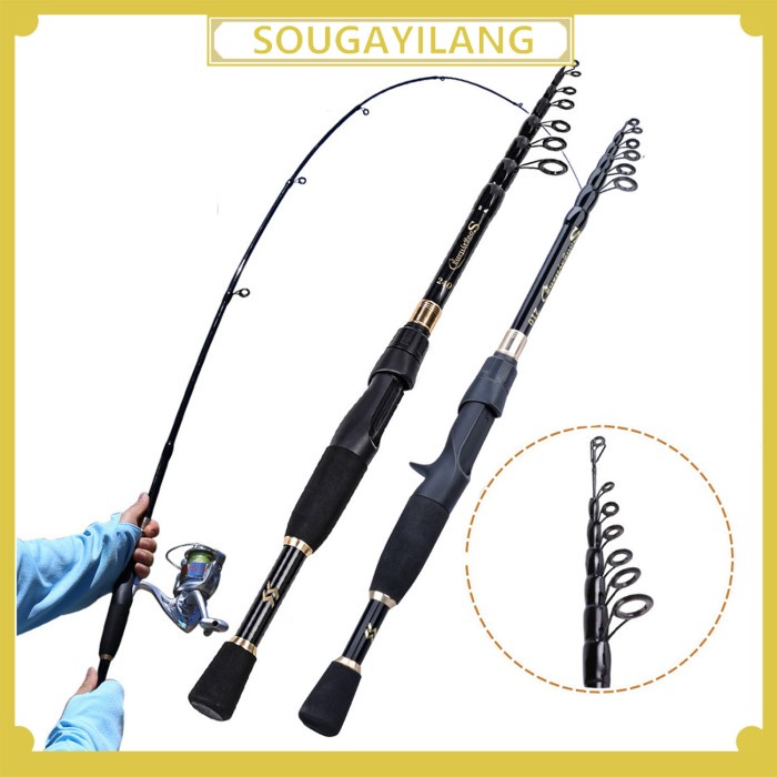 Sougayilang Joran Pancing Ultralight Telescopic Fishing Rod Spinning