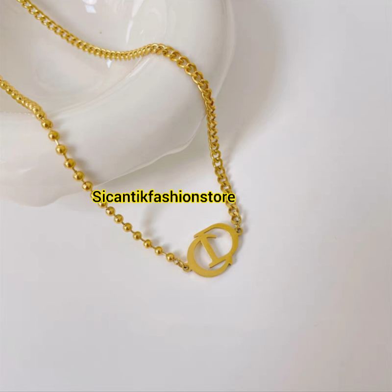 Kalung Titanium Wanita Liontin CDD Terbaru Terlaris Anti Karat Selamanya Kalung Biji Lada Liontin CDD Kalung Titanium Rantai Gold Liontin CDD