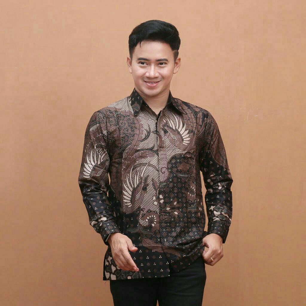 Baju batik Pria Slimfit Big Size M L XL XXL Atasan Kemeja Batik Lengan Panjang Original