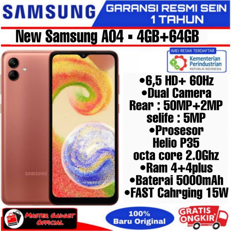hp samsung A04 ram 4gb rom 64gb garansi resmi 1 tahun