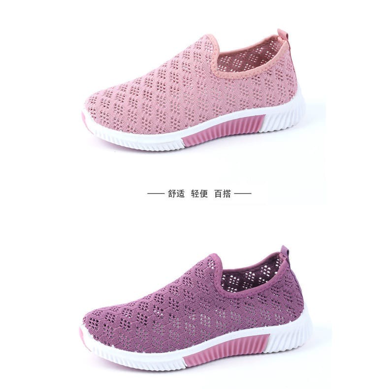 ♫ Megata ♫ SP030 (Tanpa Kotak) Sepatu Sneakers Wanita Lubang Lubang Kecil Ringan Sporty Model Korea Fashion Casual Olahraga