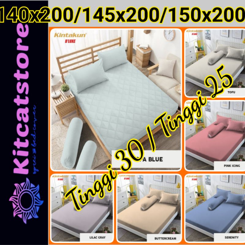 Sprei Queen Kintakun Polos Dluxe ( Karet anti Geser ) 140X200 / 145X200 / 150X200 tinggi 30