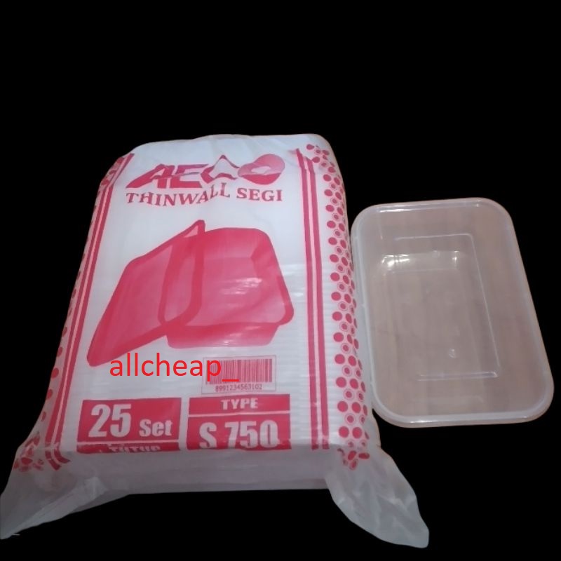 THINWALL SEGI WADAH MAKAN TEMPAT BOX MAKAN MICROWAVE AECO S750 25PCS - AECO S750