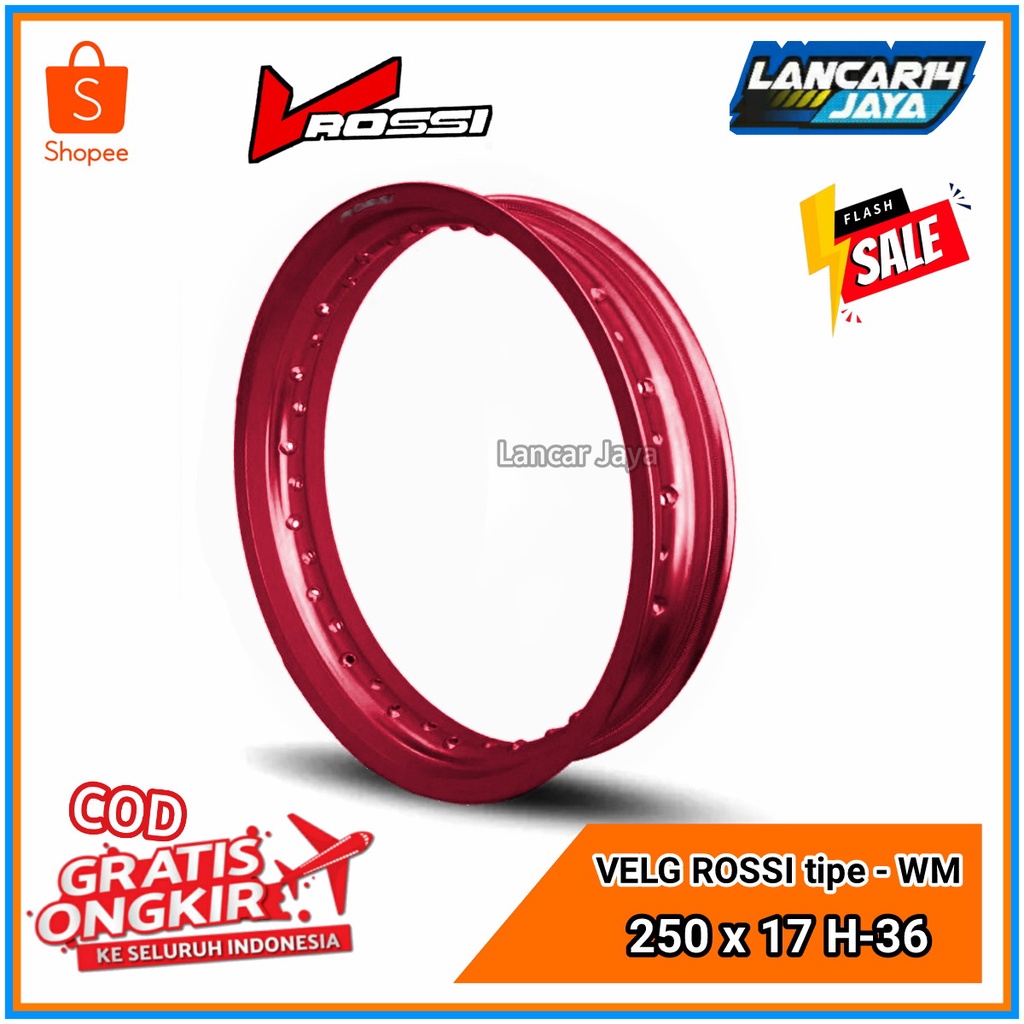 Velg Rossi Pelek Rossi  250 17 Lingkaran Rossi Warna Hitam Merah Biru Silver gold