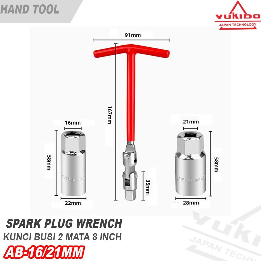 kualitas terjamin DAPAT 2 UKURAN !!  kunci busi 16mm dan 21mm Kunci Busi Flexible 16MM / Kunci Busi 16 mm Motor Mobil - kunci busi 21 mm YUKIDO