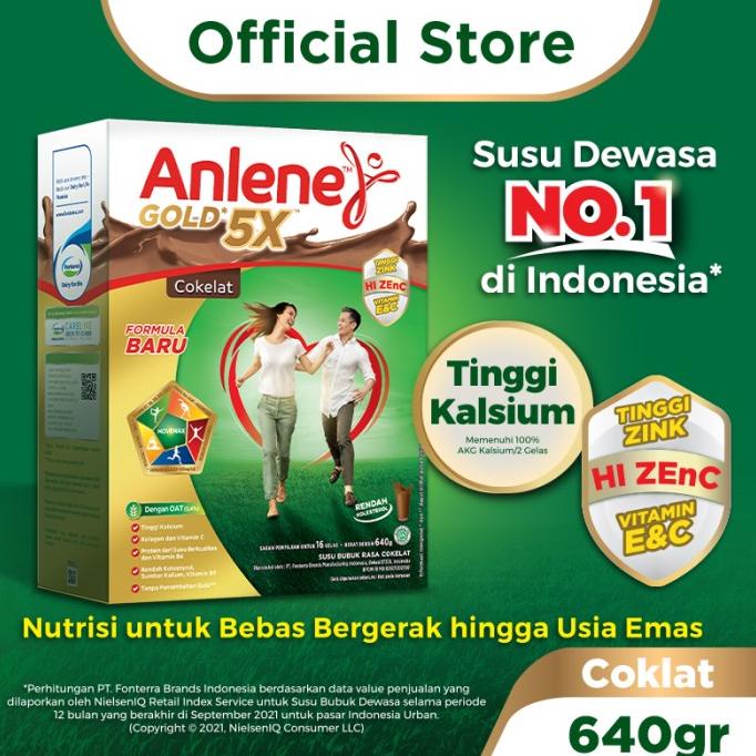 

[ COD ] Anlene Gold 5X Susu Bubuk Cokelat 640g-Tulang, Sendi & Otot
