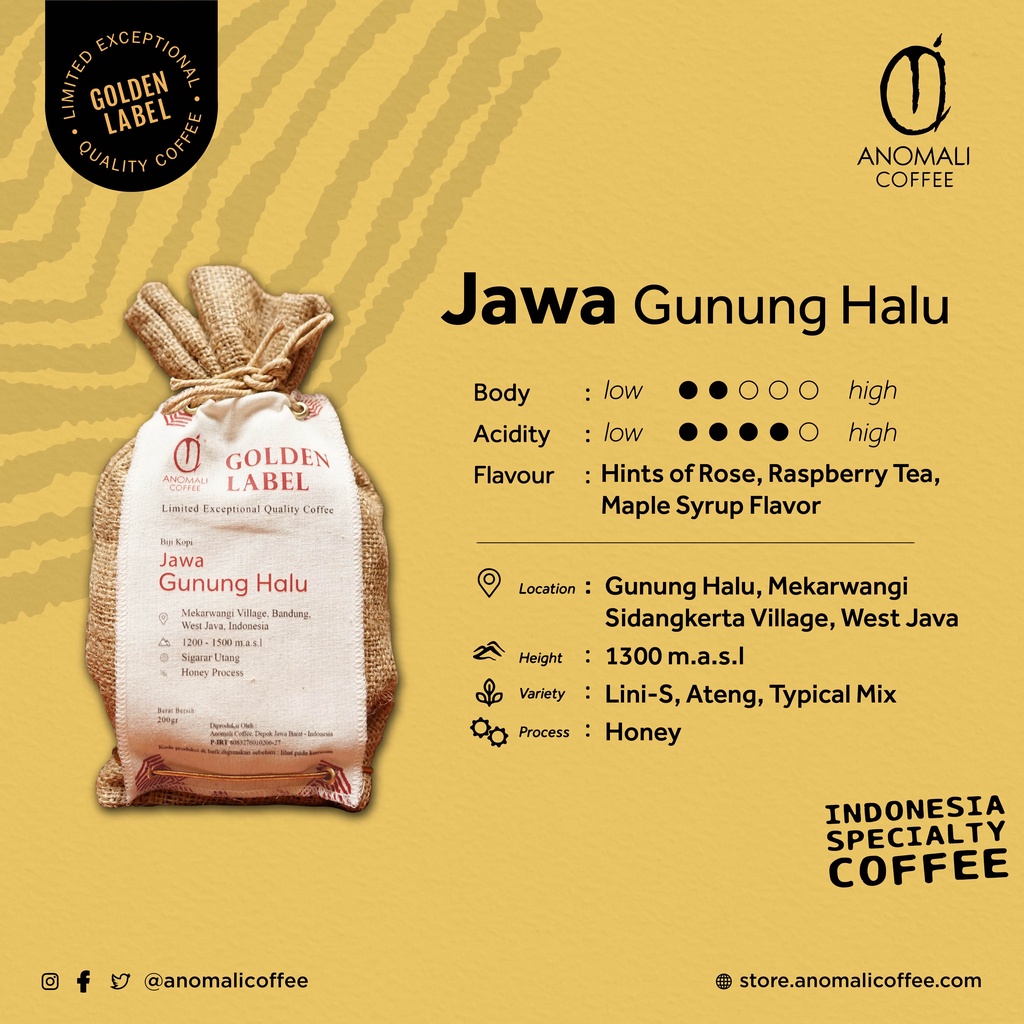 Jual Anomali Coffee Biji Kopi Golden Label Jawa Gunung Halu Gr