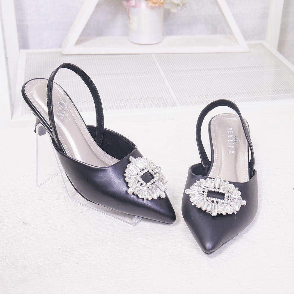 Bernx's Shoes - Jessica Sepatu Pesta Wanita Crystal Sling Back Heels 5 cm