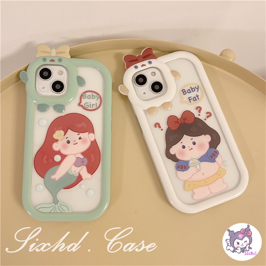 Compatible For iPhone 14 13 12 11 Pro Max SE 2020 X Xr Xs Max 8 7 Plus 3D Bow Phone Case Cute Mermaid Princess Phone Case Anti-drop TPU Soft Protective Cover