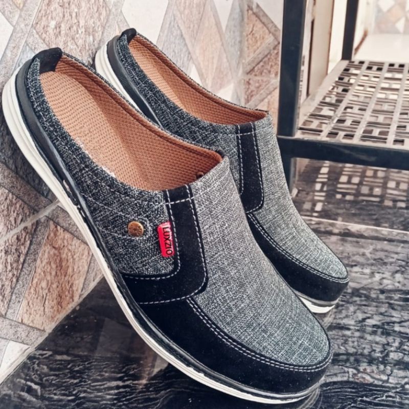 Sepatu Sandal Pria Slip On Kasual Bustong Slop Selop Sol Karet Kerja Formal Kasual