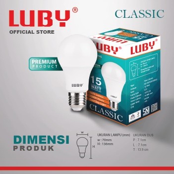Lampu LED LUBY Classic 15 Watt Bohlam Bulb 15W W cahaya putih Cool Daylight CDL 6500K E27