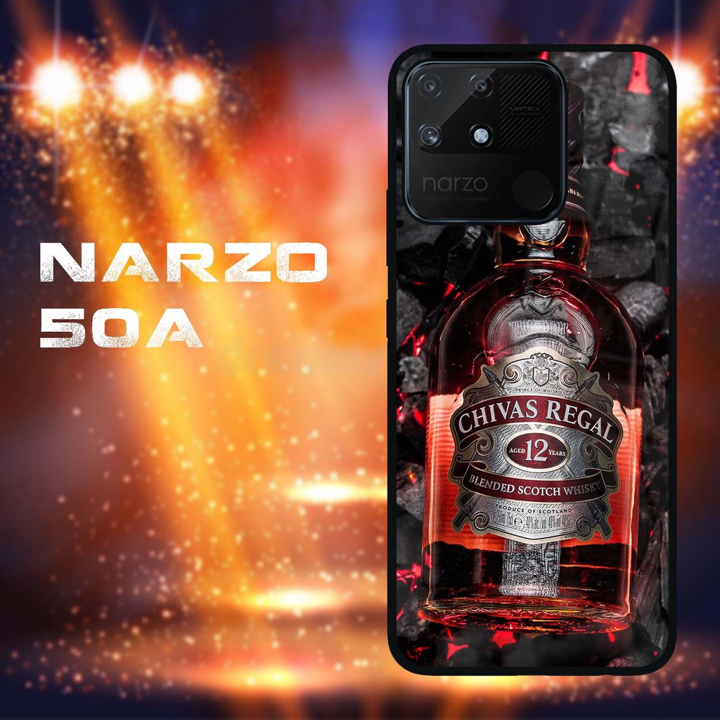 Case Kilau Realme Narzo 50a | Narzo 50A| Casing Hp Realme | Pelindung Smartphone | Motif Whiskey