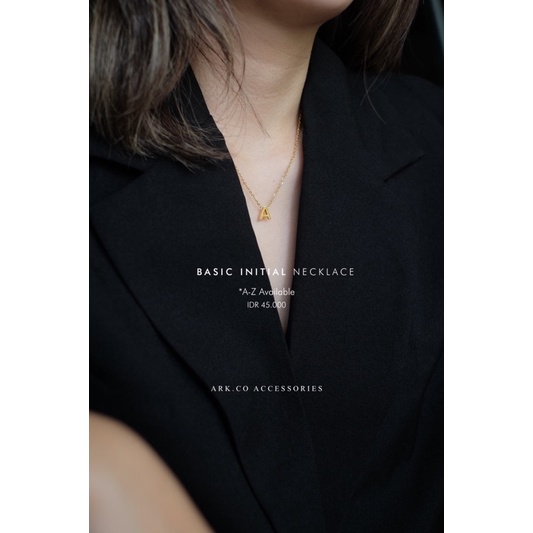 Ark.co - BASIC INITIAL NECKLACE Gold &amp; Silver kalung stainless steel alfabet alphabet inisial huruf minimalis anti karat