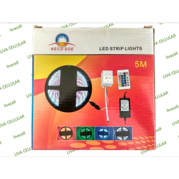 Lampu LED strip 5 meter lampu led strip remot RGB 3528 NECOSOE